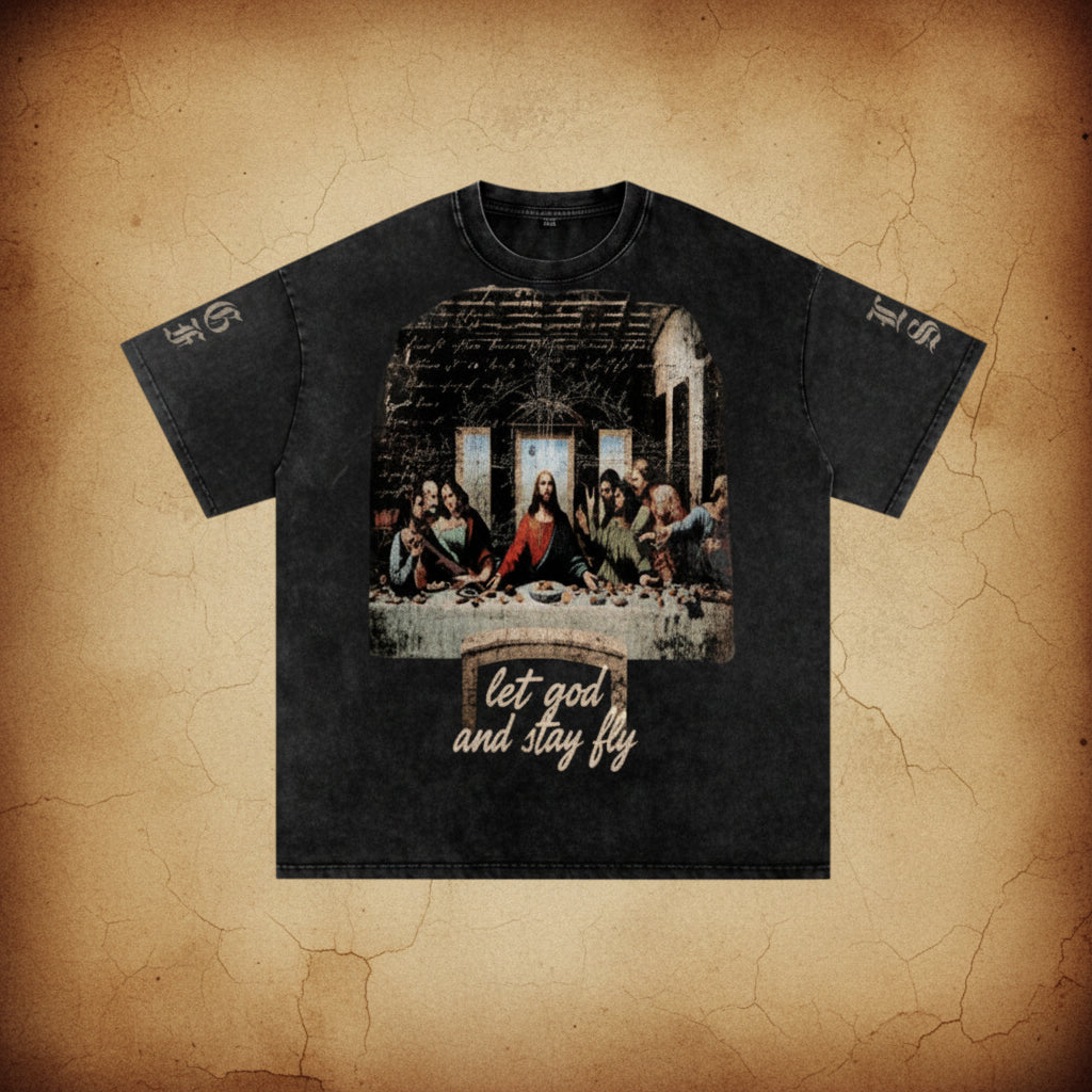 a black acid-wash t shirt